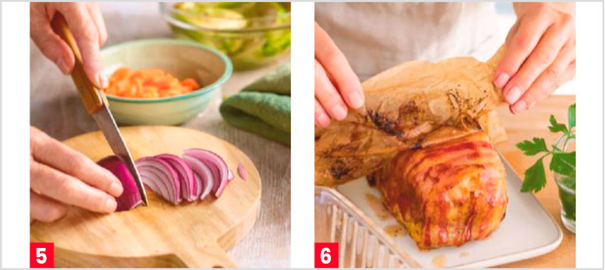 Pasteles de patata con beicon y alcachofas